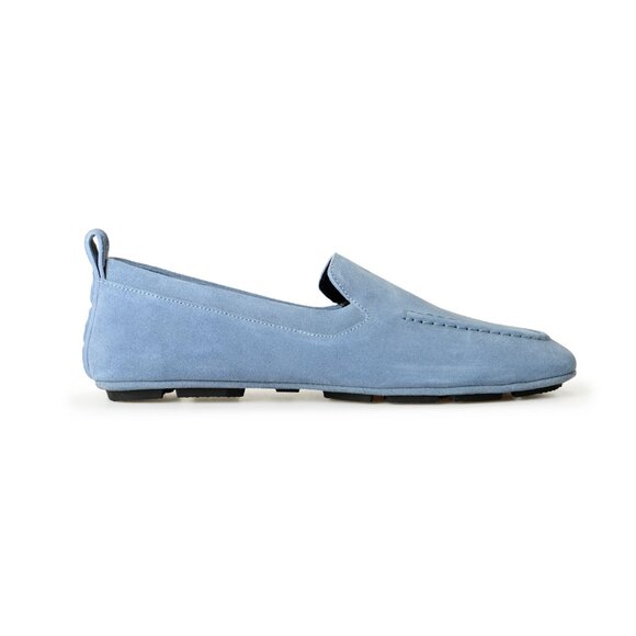 Versace Men\'s Blue Logo Suede Leather Driver Moccasins Loafers Shoes US 8 IT 41 main image 4